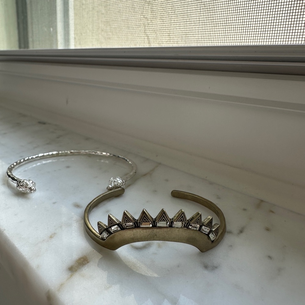 Banana Republic Gold and Silver Spike Cuff Bracelet and Turtle bracelet